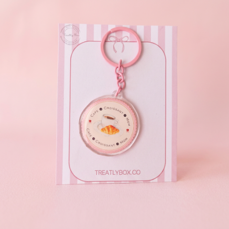 Coffee, Croissant & Mom Keychain