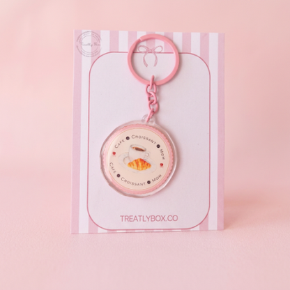 Coffee, Croissant & Mom Keychain