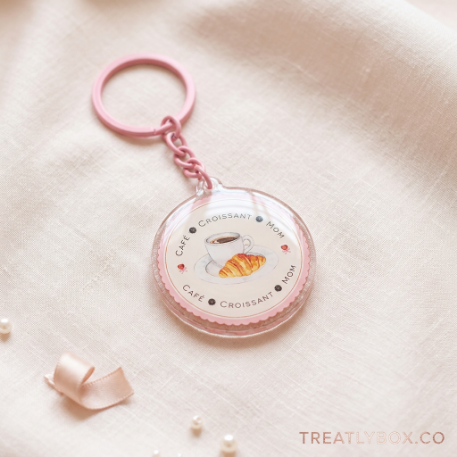 Coffee, Croissant & Mom Keychain